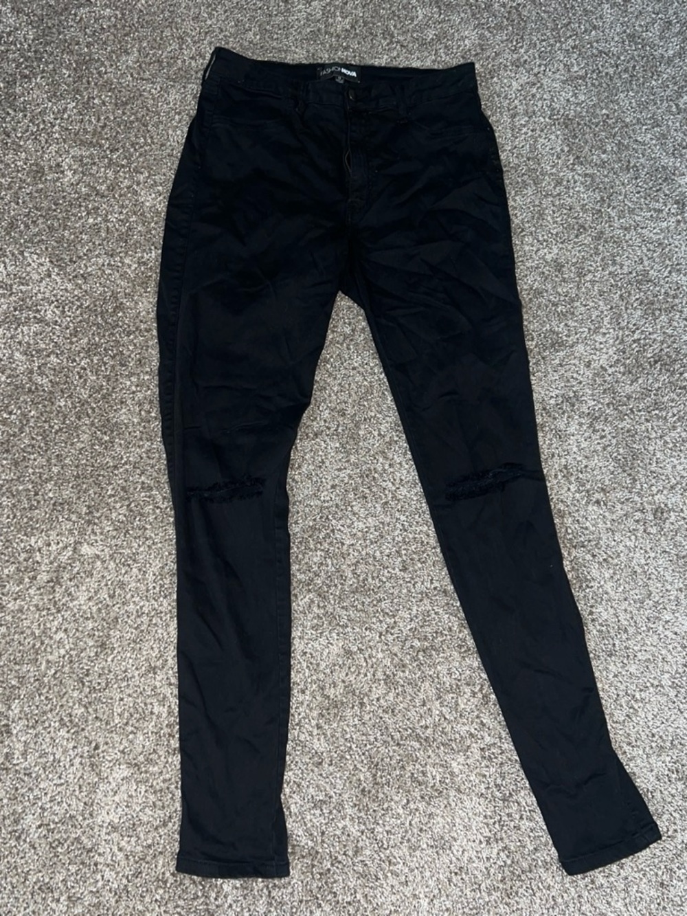 Fashion Nova Black Ripped Skinny Jeans